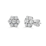 14K Gold Diamond Flower Stud Earring - 0.49 CT