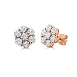 14K Gold Diamond Flower Stud Earrings - 0.72 CT