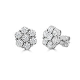 14K Gold Diamond Flower Stud Earrings - 0.72 CT