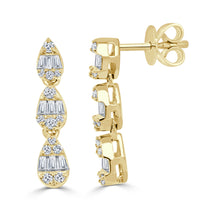 Load image into Gallery viewer, 14k Gold &amp; Baguette Diamond Drop Earrings