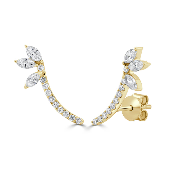 14k Gold & Diamond Ear Climber Earrings