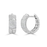 14K Gold Diamond Fluted Huggie Earrings