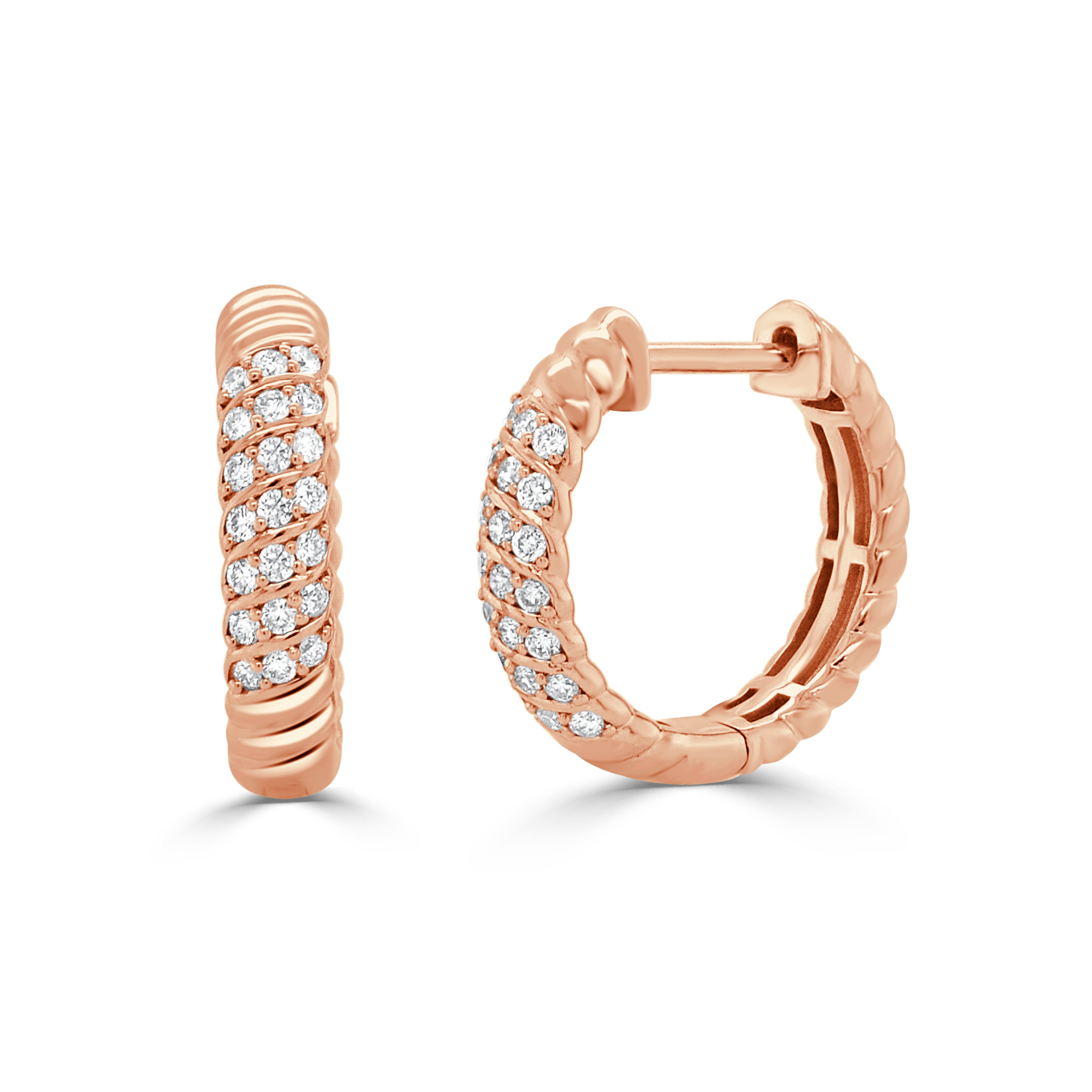 14K Gold Diamond Pave Huggie Earrings