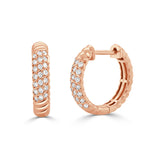14K Gold Diamond Pave Huggie Earrings
