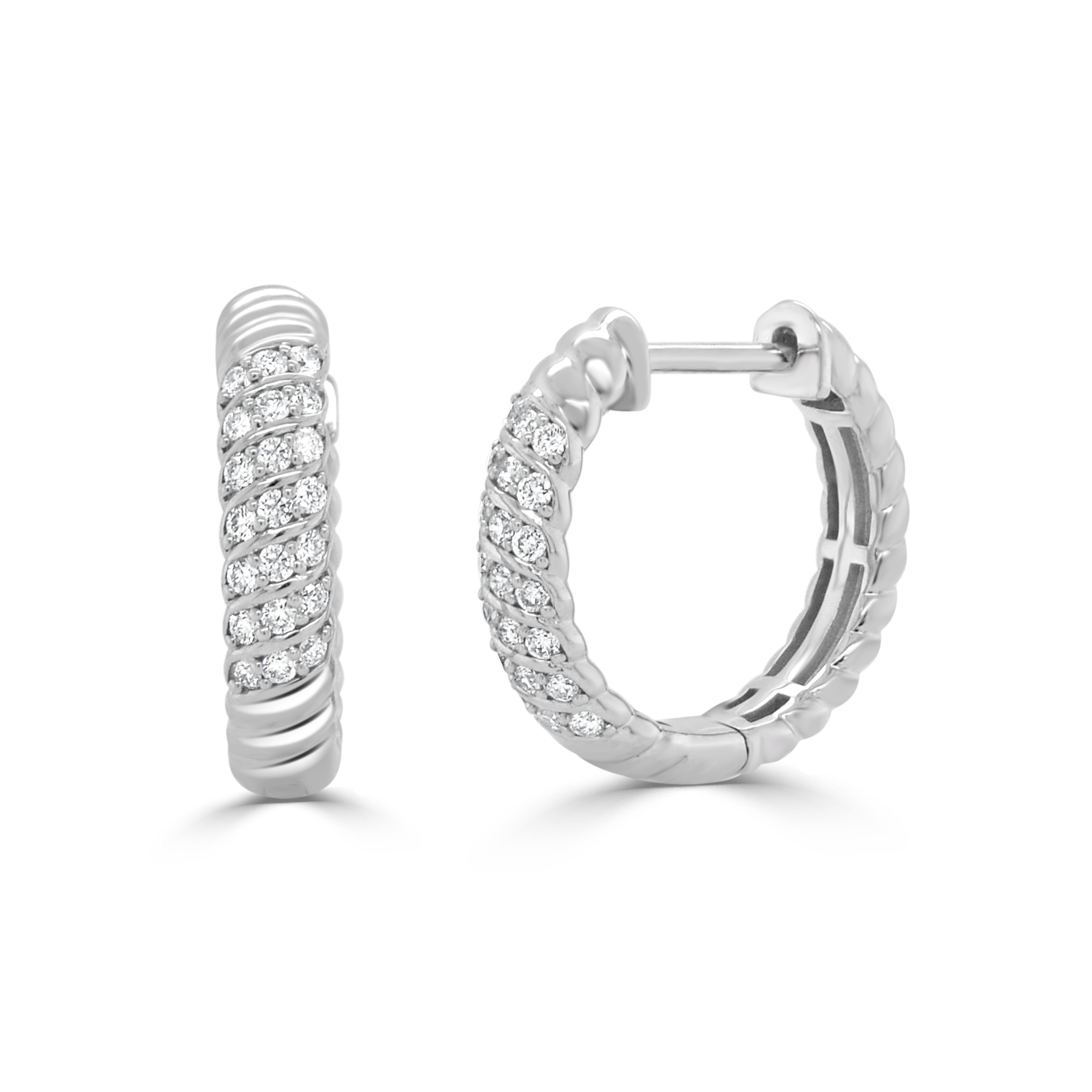 14K Gold Diamond Pave Huggie Earrings
