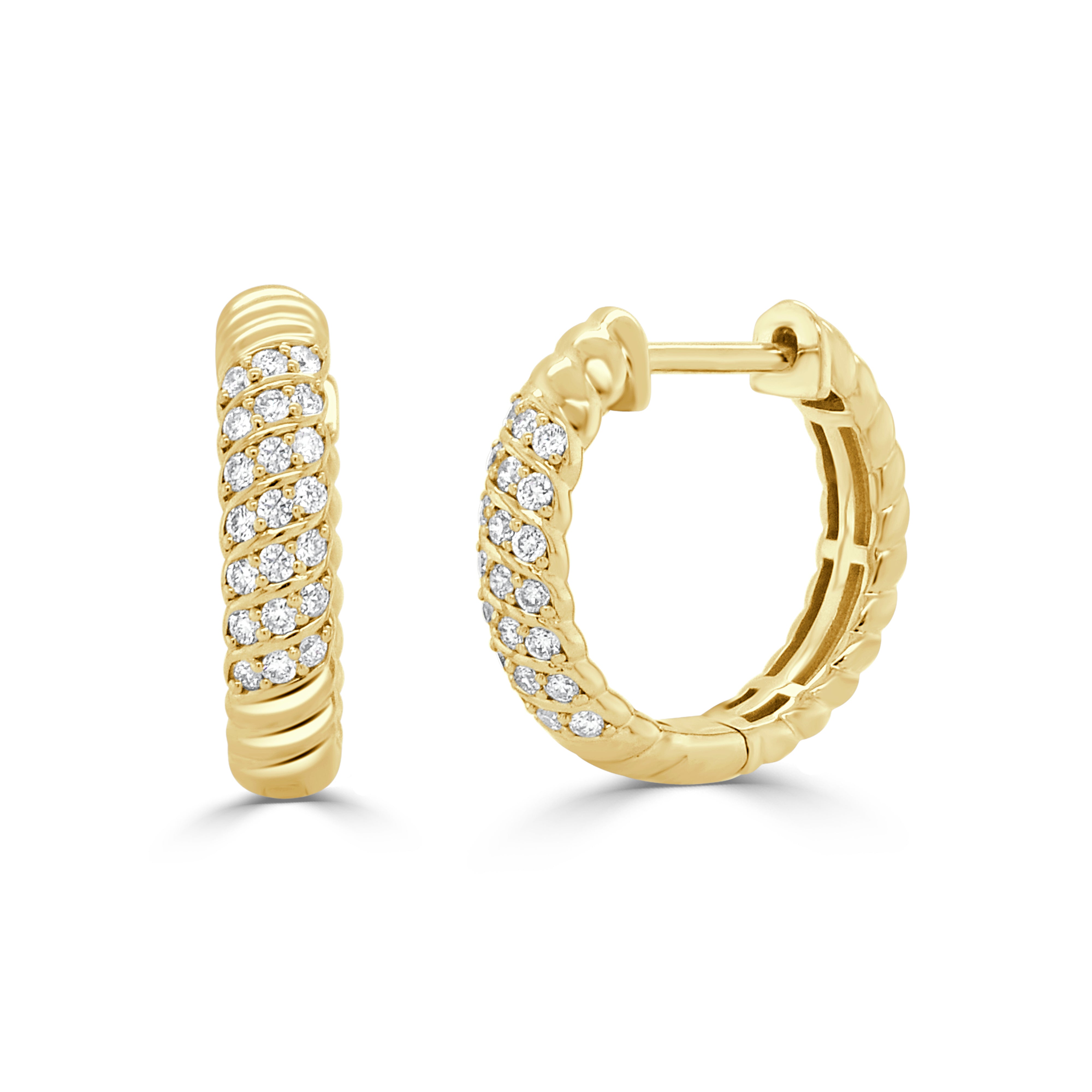 14K Gold Diamond Pave Huggie Earrings