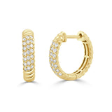 14K Gold Diamond Pave Huggie Earrings
