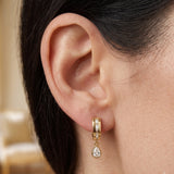14K Gold Baguette Diamond & Pear Shape Drop Earrings- 1.74 CT