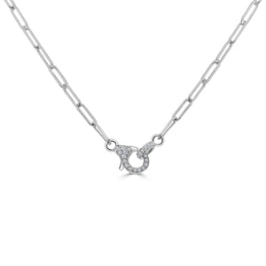 14k Gold & Diamond Paperclip Link Necklace