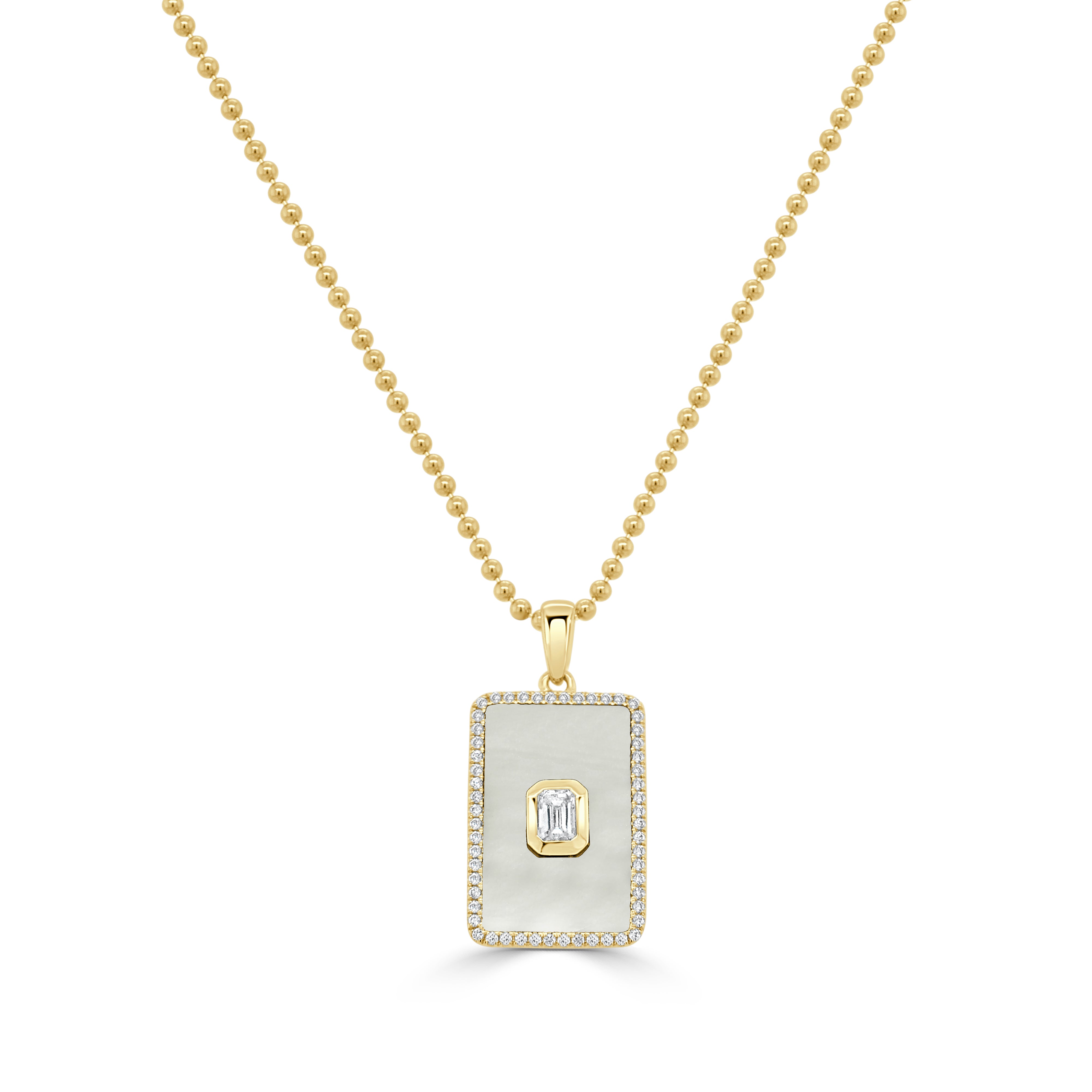 14K Gold & Emerald Cut Diamond Medallion Necklace - 0.37ct