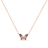 14K Gold Diamond & Sapphire Butterfly Necklace - 0.35 CT