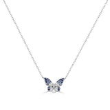 14K Gold Diamond & Sapphire Butterfly Necklace - 0.35 CT