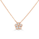 14K Gold Pear Shape Diamond Flower Necklace - 0.40 CT