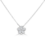14K Gold Pear Shape Diamond Flower Necklace - 0.40 CT