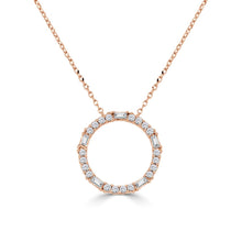 Load image into Gallery viewer, 14K Gold &amp; Baguette Diamond Open Circle Necklace