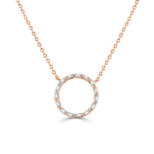 Load image into Gallery viewer, 14K Gold &amp; Baguette Diamond Open Circle Necklace