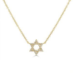 14K Gold Diamond Star Of David Necklace