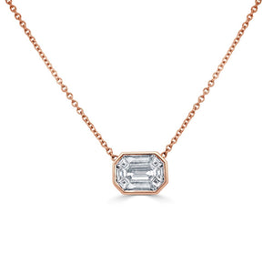 14K Gold & "Pie-Cut" Baguette Diamond Necklace