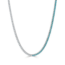 Load image into Gallery viewer, 14K Gold Diamond &amp; Turquoise Tennis Necklace