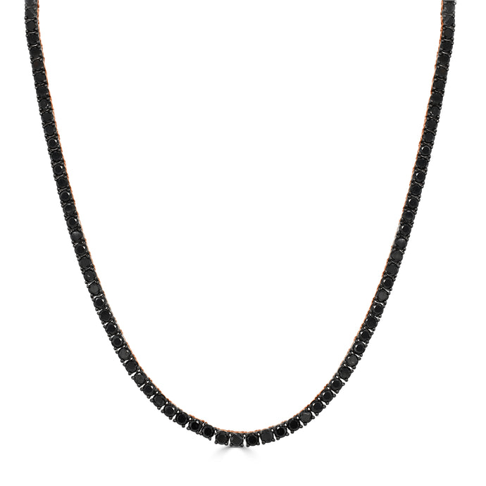 14K Gold & Black Diamond Tennis Necklace