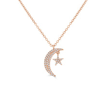 Load image into Gallery viewer, 14K Gold &amp; Diamond Moon &amp; Star Necklace
