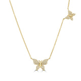 14K Gold Diamond Butterfly Necklace - 0.21ct