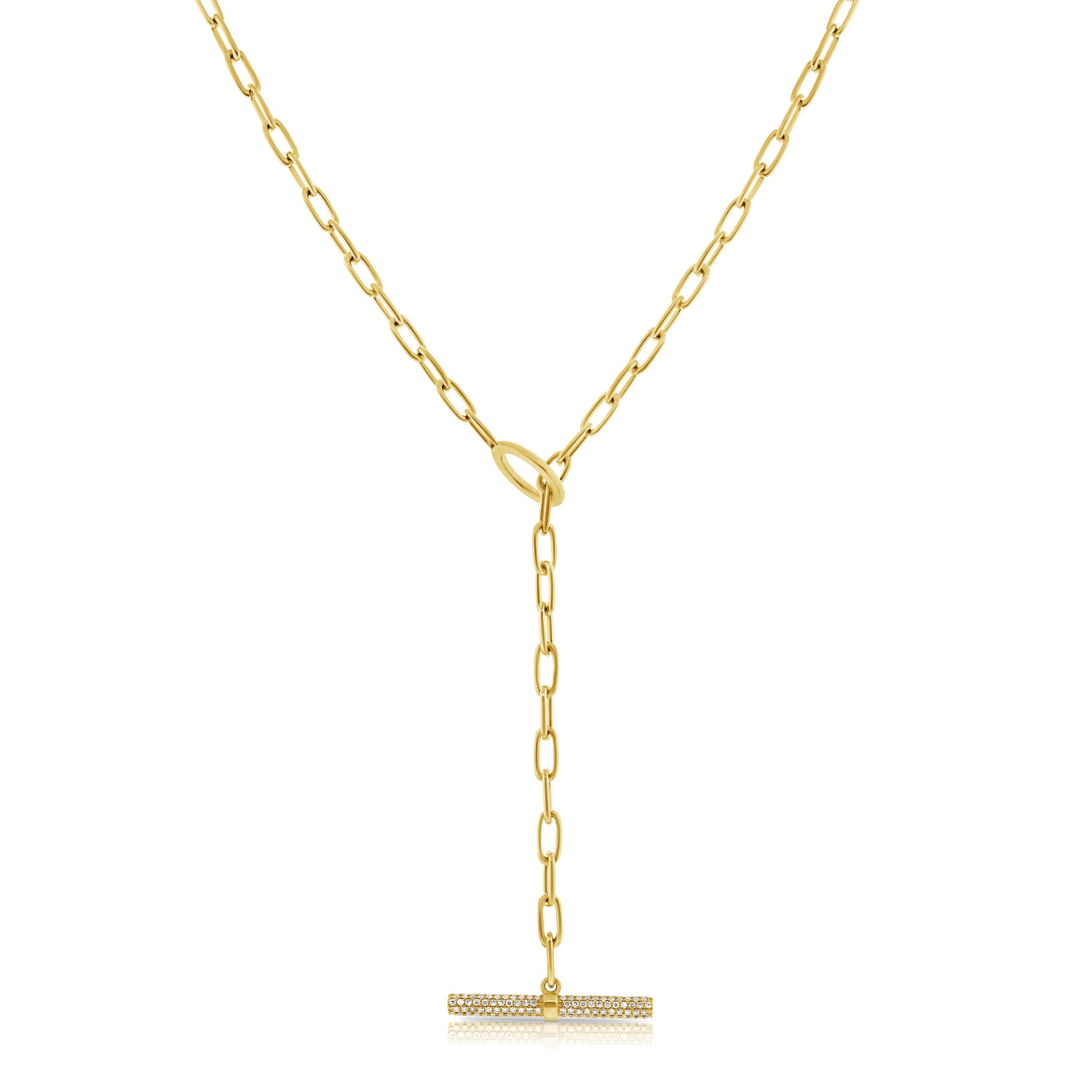 14K Gold Diamond Lariat Necklace- 0.40 CT