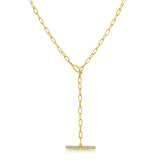 14K Gold Diamond Lariat Necklace- 0.40 CT