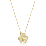 14K Gold Diamond Fluted Flower Necklace- 0.30 CT