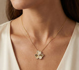 14K Gold Diamond Fluted Flower Necklace- 0.30 CT