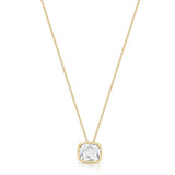 14K Gold White Topaz Bezel Necklace - 4.15 CT