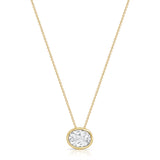 14K Gold White Topaz Bezel Necklace - 3.63 CT