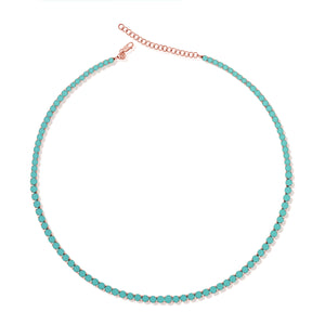 14k Gold & Turquoise Tennis Necklace