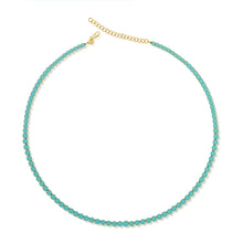 Load image into Gallery viewer, 14k Gold &amp; Turquoise Tennis Necklace