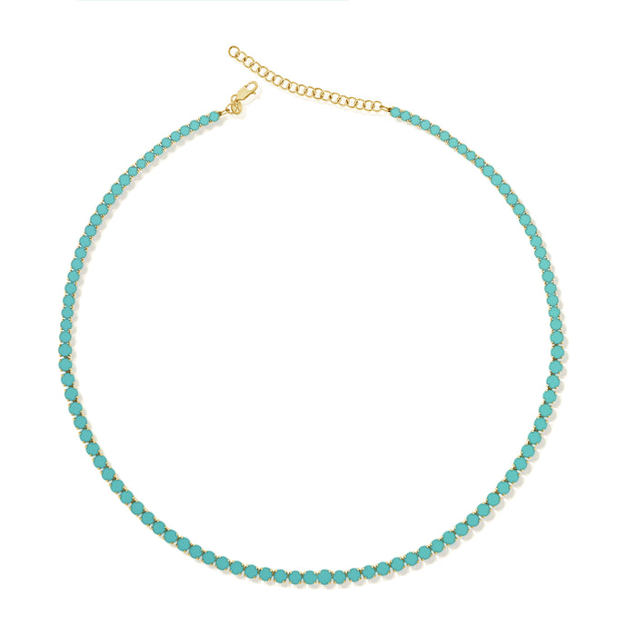 14k Gold & Turquoise Tennis Necklace