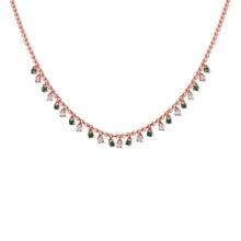 Load image into Gallery viewer, 14K Gold Diamond &amp; Emerald Dangle Necklace