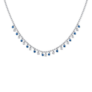 14K Gold Sapphire & Diamond Dangle Necklace