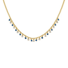 Load image into Gallery viewer, 14K Gold Sapphire &amp; Diamond Dangle Necklace