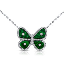 Load image into Gallery viewer, 14K Gold Diamond &amp; Malachite Butterfly Necklace