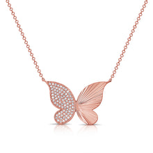 Load image into Gallery viewer, 14k Gold Diamond Butterfly Necklace