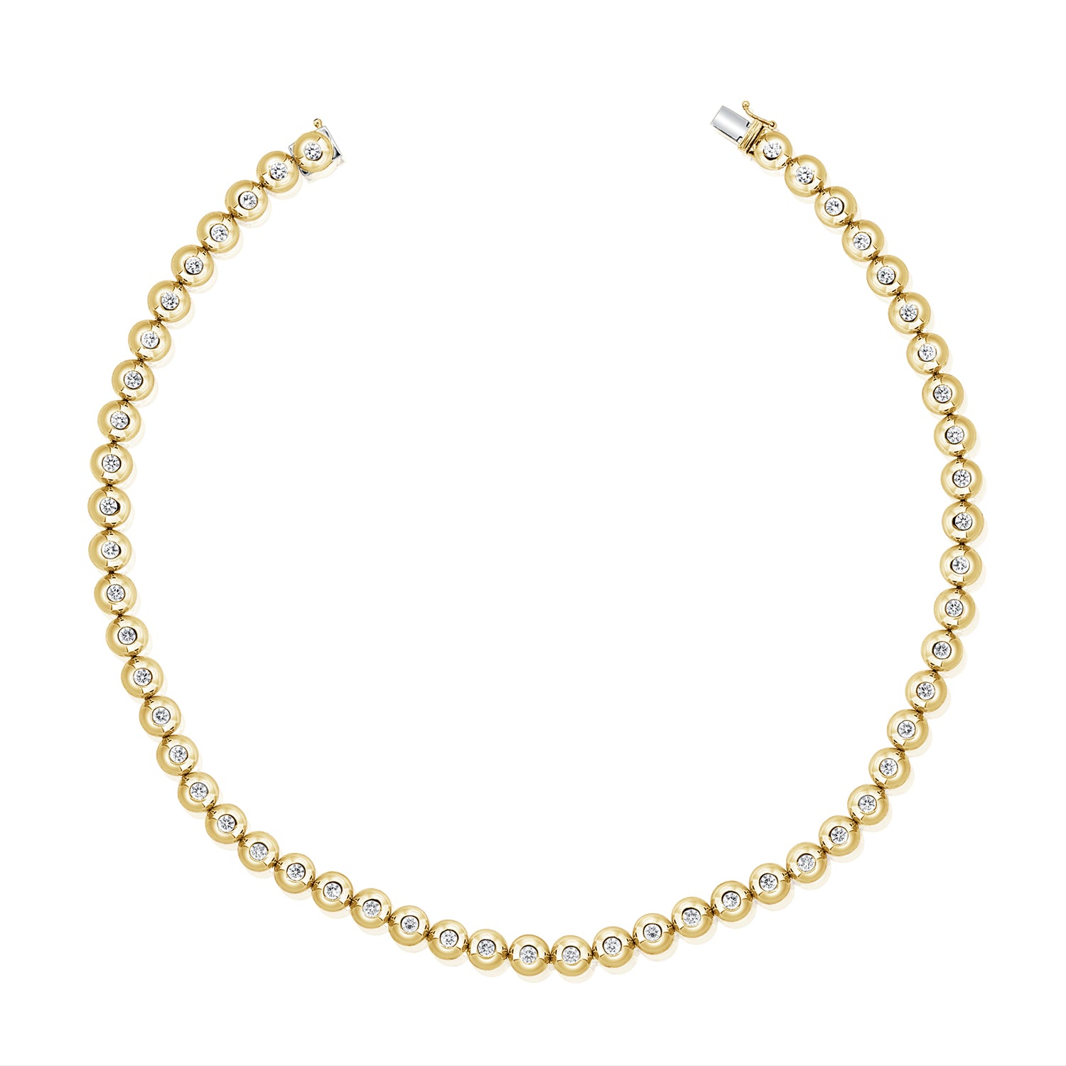 14K Gold Diamond Bezel Necklace - 4.98 CT