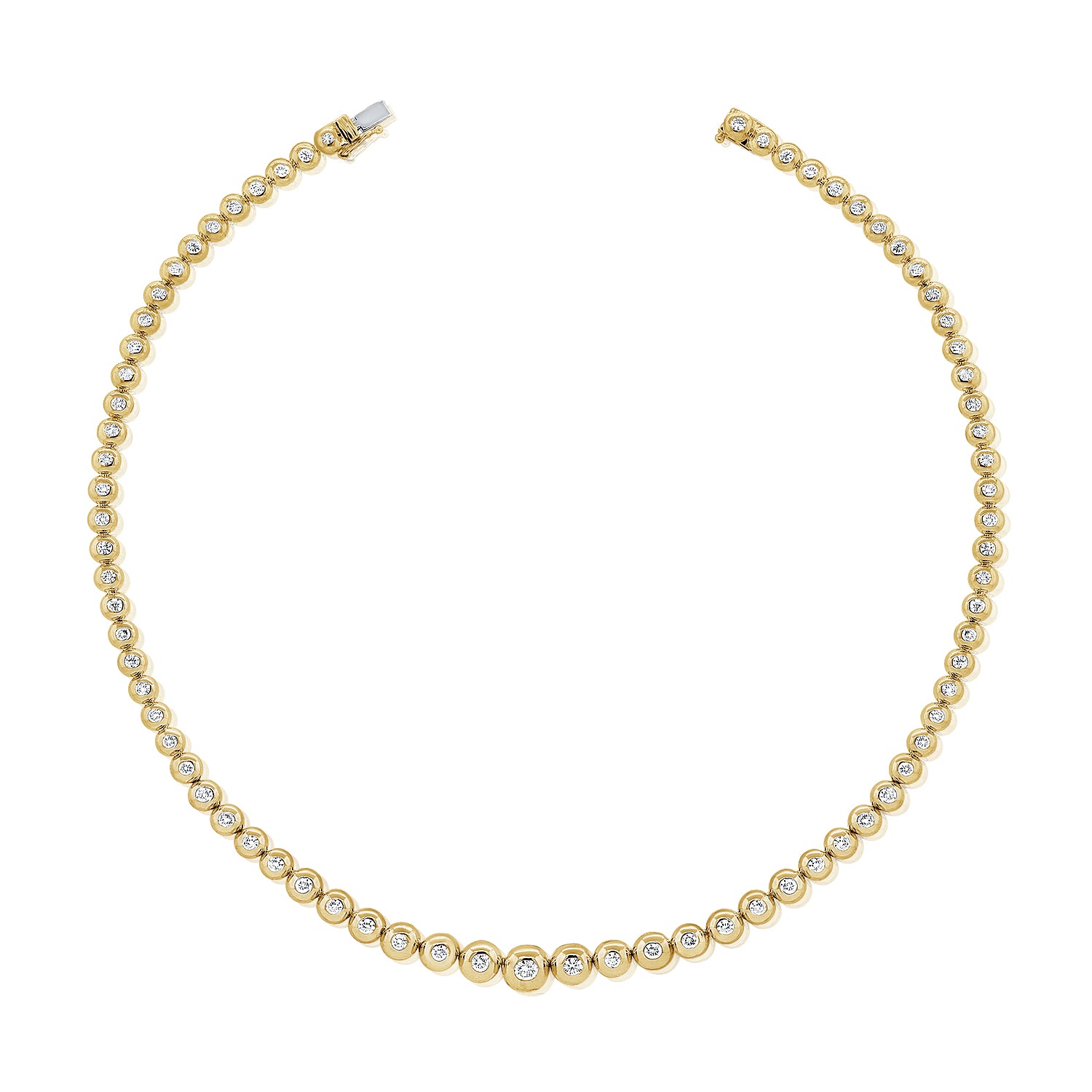 14K Gold Diamond Bezel Necklace -  3.03 CT