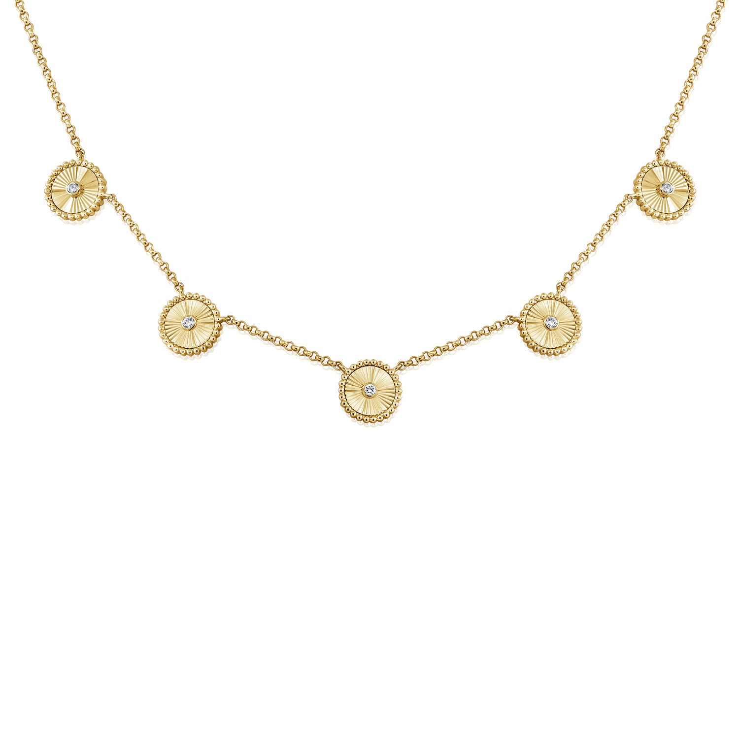 14K Gold Diamond Station Necklace- 0.15 CT
