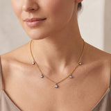 14K Gold Diamond Black Rhodium Station Necklace - 0.79 CT