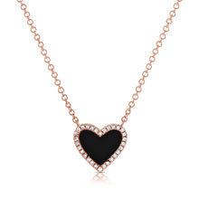 Load image into Gallery viewer, 14K Gold Onyx &amp; Diamond Heart Necklace