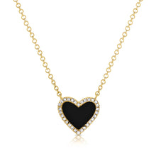 Load image into Gallery viewer, 14K Gold Onyx &amp; Diamond Heart Necklace