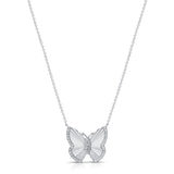 14K Gold Diamond Fluted Butterfly Necklace - 0.11 CT