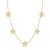 14K Gold Diamond Flower Station Necklace- 0.28 CT