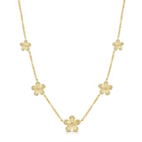 14K Gold Diamond Graduating Flower Station Necklace - 0.26 CT