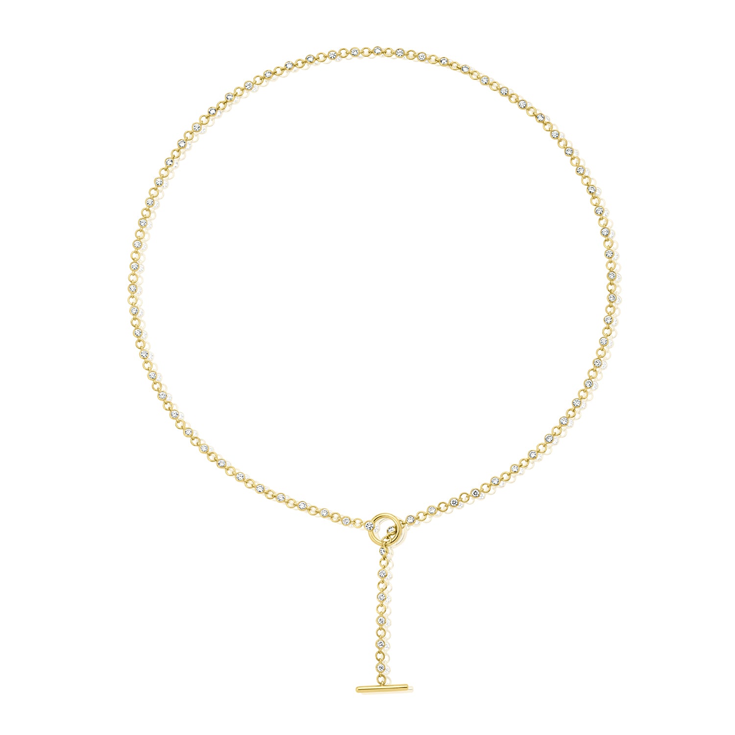 14K Gold Diamond Lariat Necklace - 2.92 CT